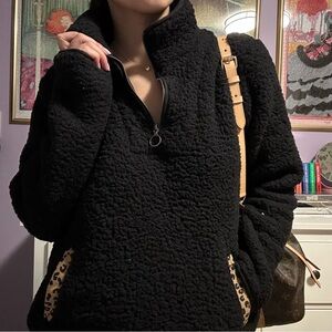 fluffy quarter zip sweater with pocket